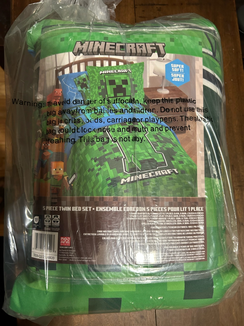 Minecraft Twin Bedding Set - Green Creeper Design